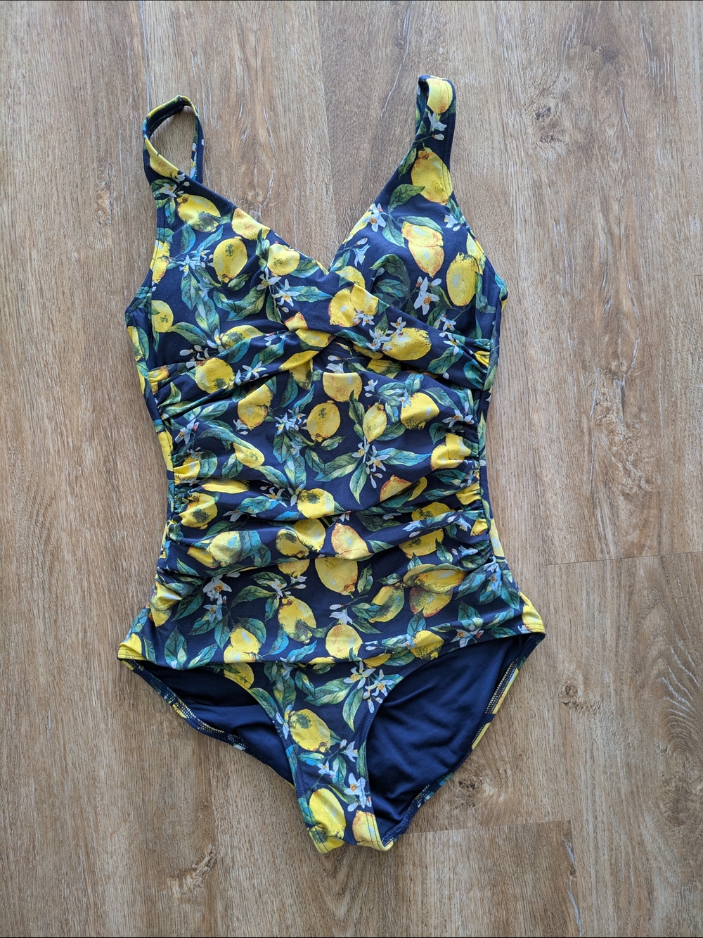 Niptuck Lemon-Print One-Piece Swimsuit - Navy & Yellow - Size 4